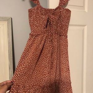 Mauve and White Polka Dot Tank Top Dress